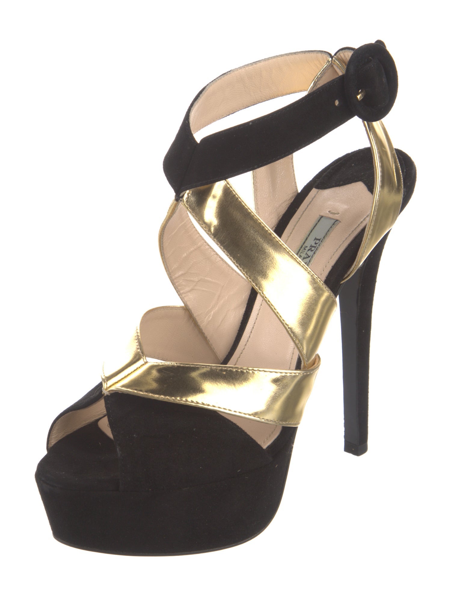 Prada Suede Colorblock Pattern Sandals