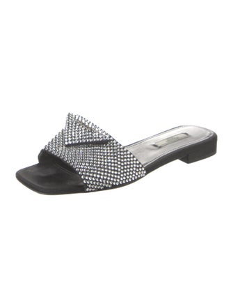 Prada Satin Crystal Embellishments Slides