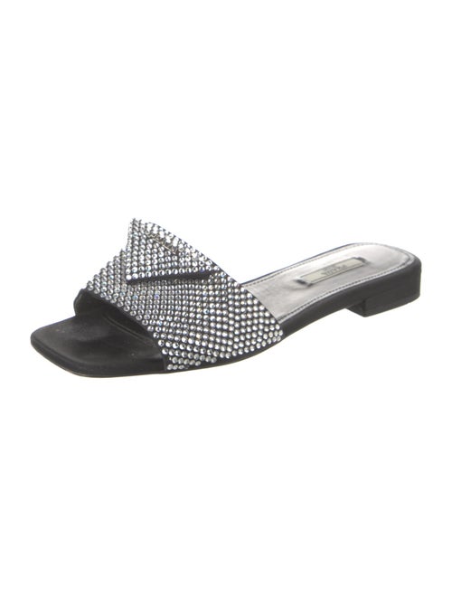 Prada Satin Crystal Embellishments Slides