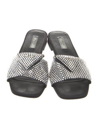 Prada Satin Crystal Embellishments Slides