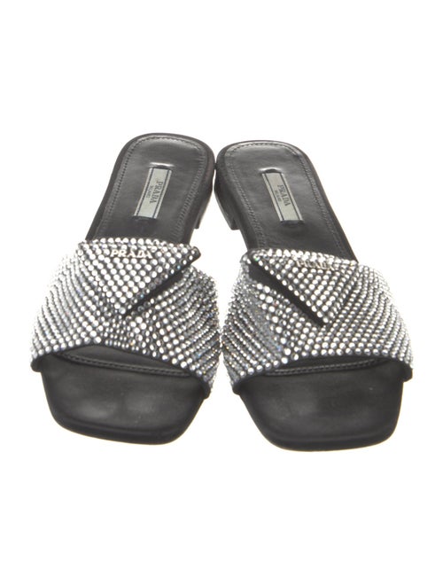 Prada Satin Crystal Embellishments Slides
