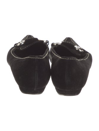 Prada Suede Leather Trim Embellishment Loafers