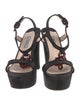 Prada Canvas Chain-Link Accents T-Strap Sandals
