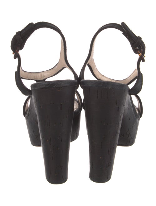 Prada Canvas Chain-Link Accents T-Strap Sandals