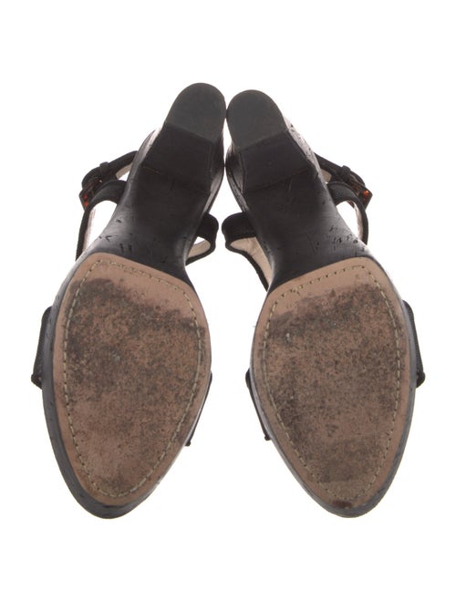 Prada Canvas Chain-Link Accents T-Strap Sandals