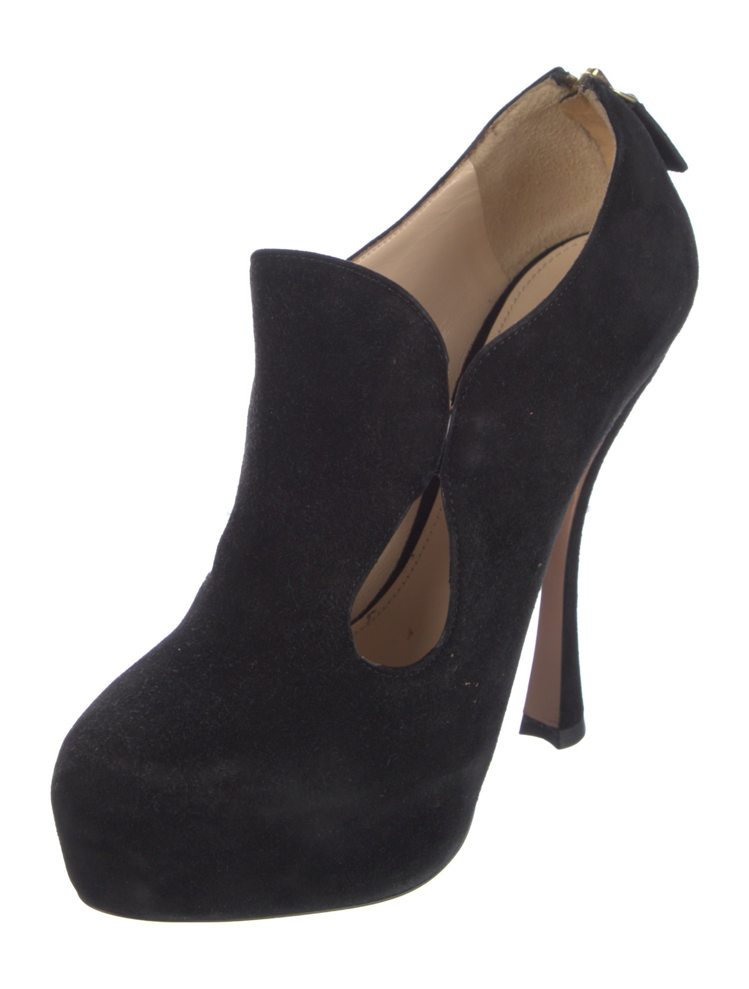 Prada Suede Cutout Accent Pumps