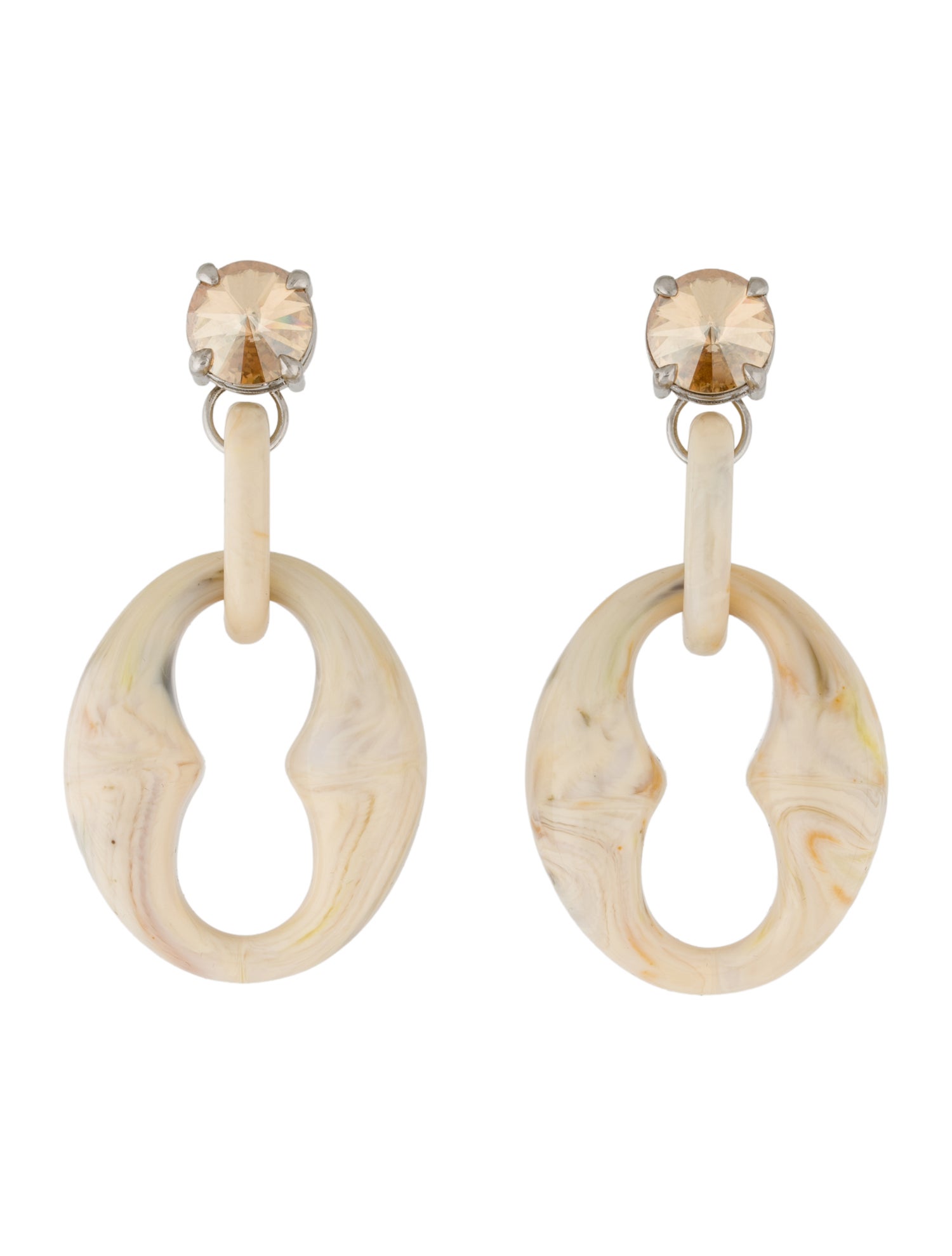 Prada Crystal & Resin Geometric Oversized Drop Earrings