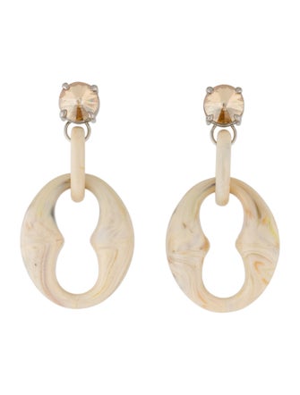 Prada Crystal & Resin Geometric Oversized Drop Earrings
