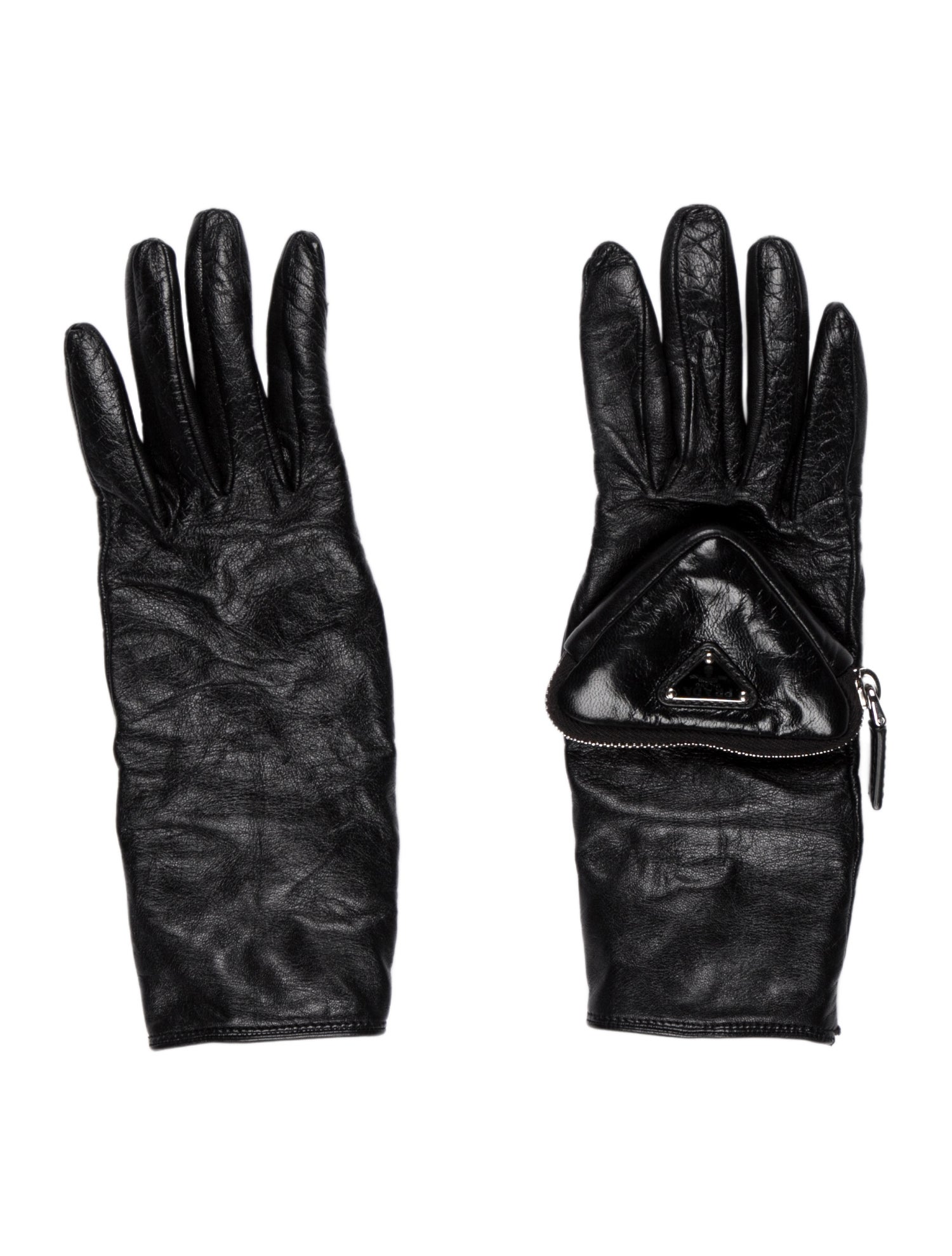 Prada Logo Leather Gloves