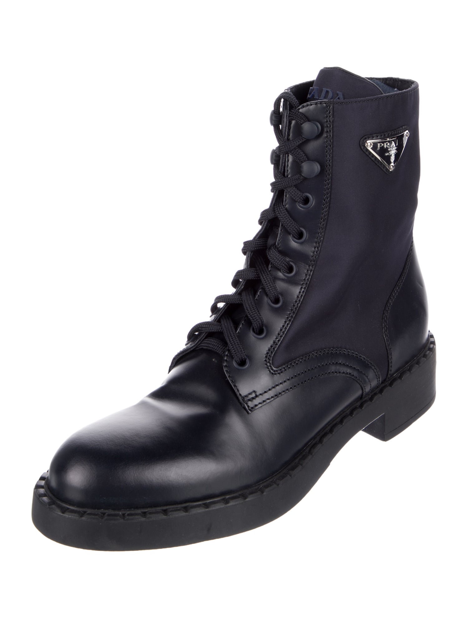 Prada Patent Leather Lace-Up Boots
