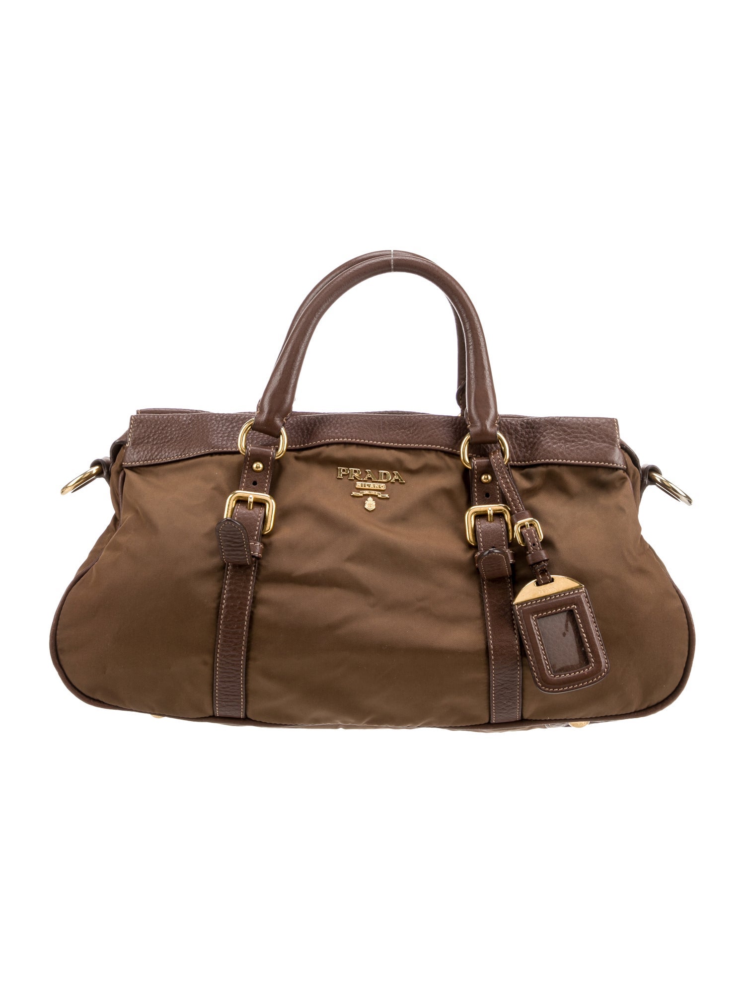 バッグ PRADA QUILTING TESSUTO NYLON HAND BAG Prada Tessuto Nylon Top Handle Bag - Brown Handle Bags