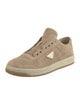 Prada Enameled Metal Triangle Suede Sneakers