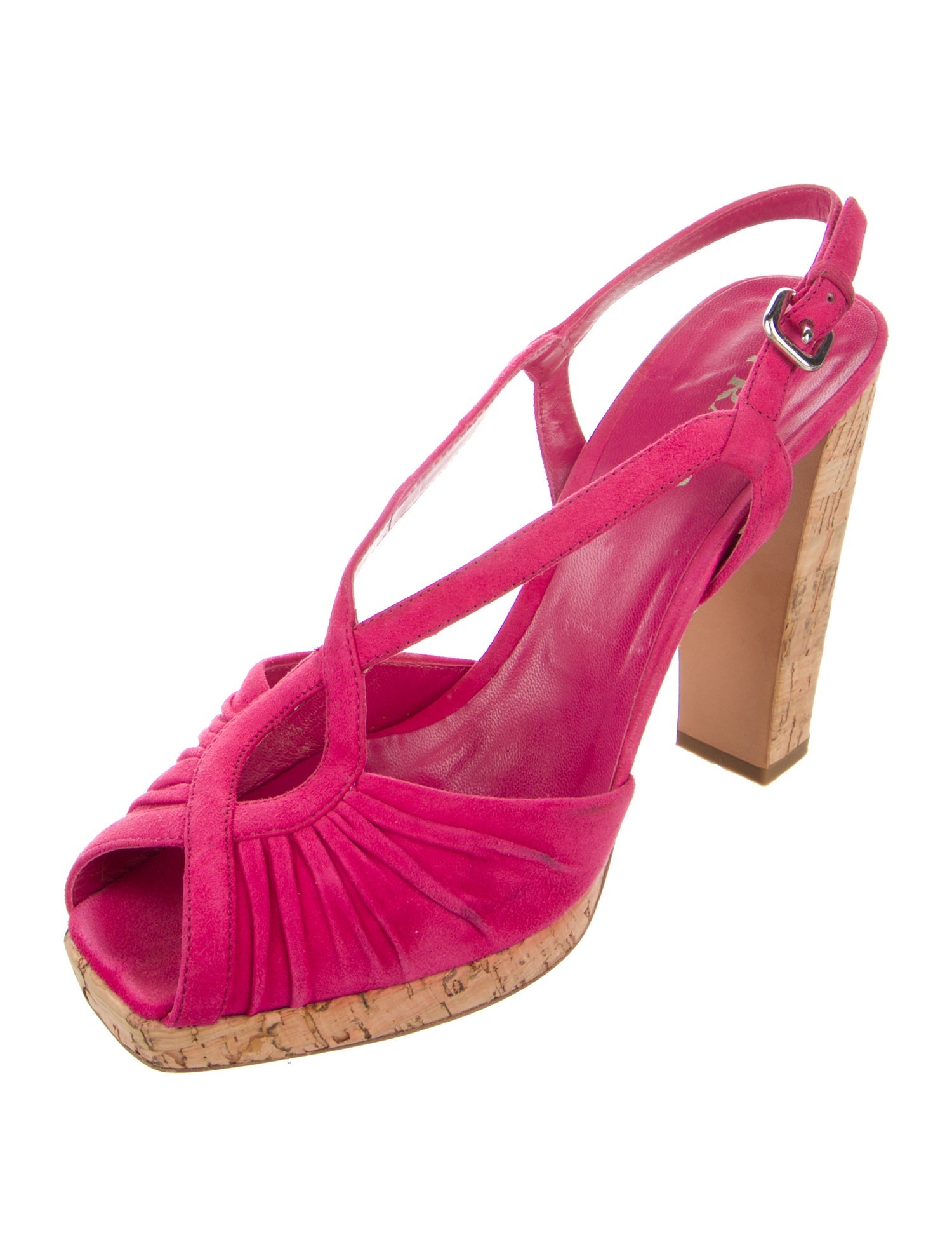 Prada Suede Cutout Accent Slingback Sandals