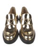 Prada Enameled Metal Triangle Patent Leather Loafers