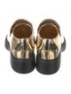 Prada Enameled Metal Triangle Patent Leather Loafers