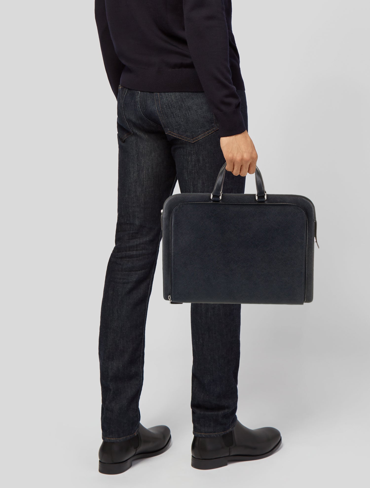 Prada Enameled Metal Triangle Briefcase