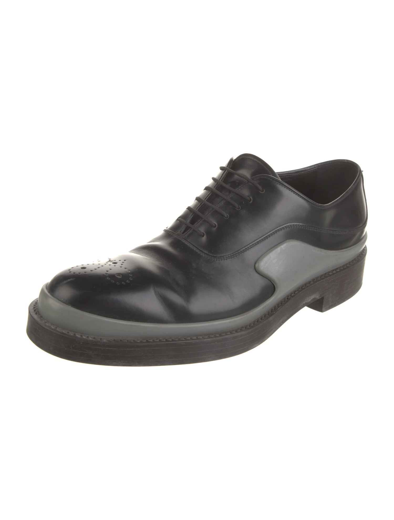 Prada Leather Colorblock Pattern Oxfords