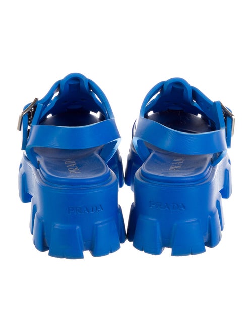 Prada Enameled Metal Triangle Rubber Gladiator Sandals