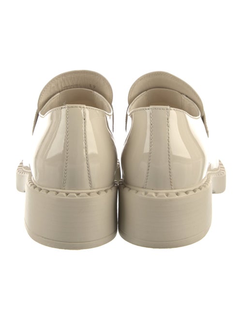 Prada Enameled Metal Triangle Patent Leather Loafers