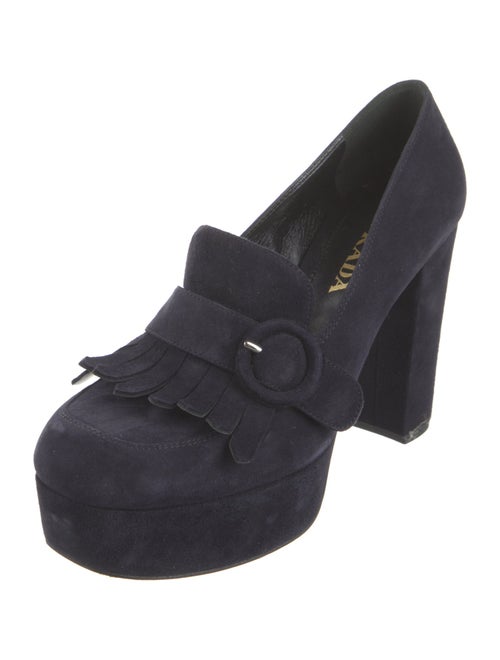 Prada Suede Fringe Trim Accent Pumps