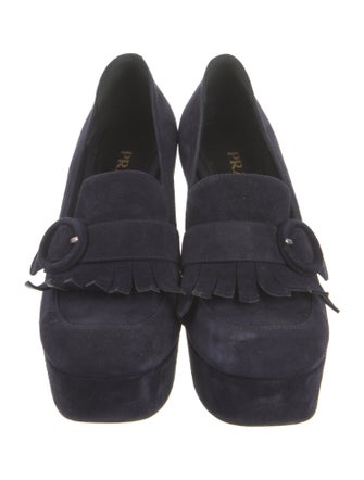 Prada Suede Fringe Trim Accent Pumps