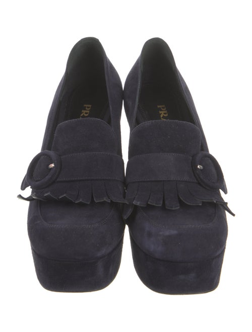 Prada Suede Fringe Trim Accent Pumps