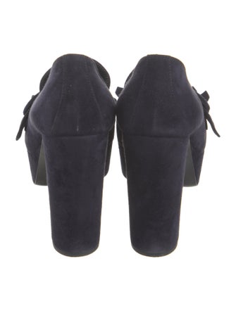 Prada Suede Fringe Trim Accent Pumps