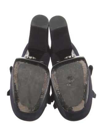 Prada Suede Fringe Trim Accent Pumps