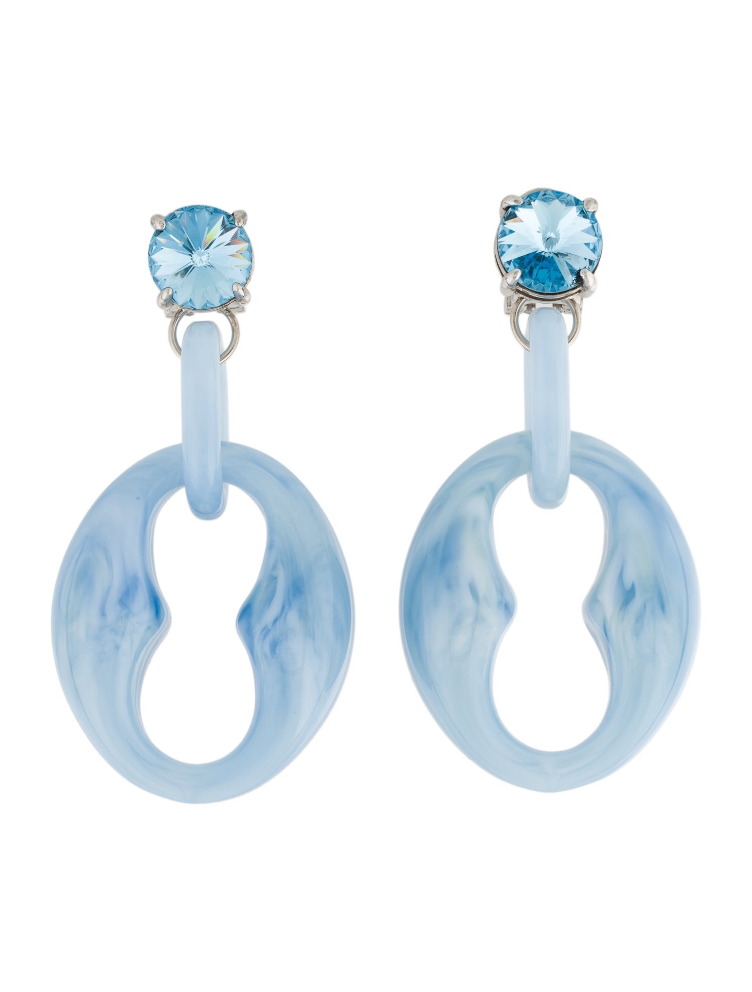 Prada Crystal & Plexiglass Geometric Drop Earrings