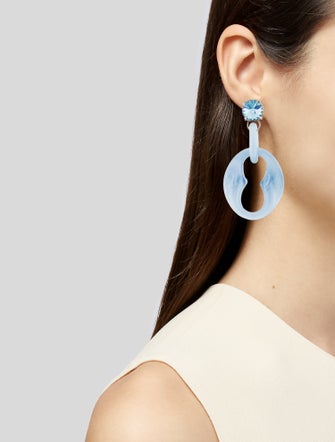 Prada Crystal & Plexiglass Geometric Drop Earrings