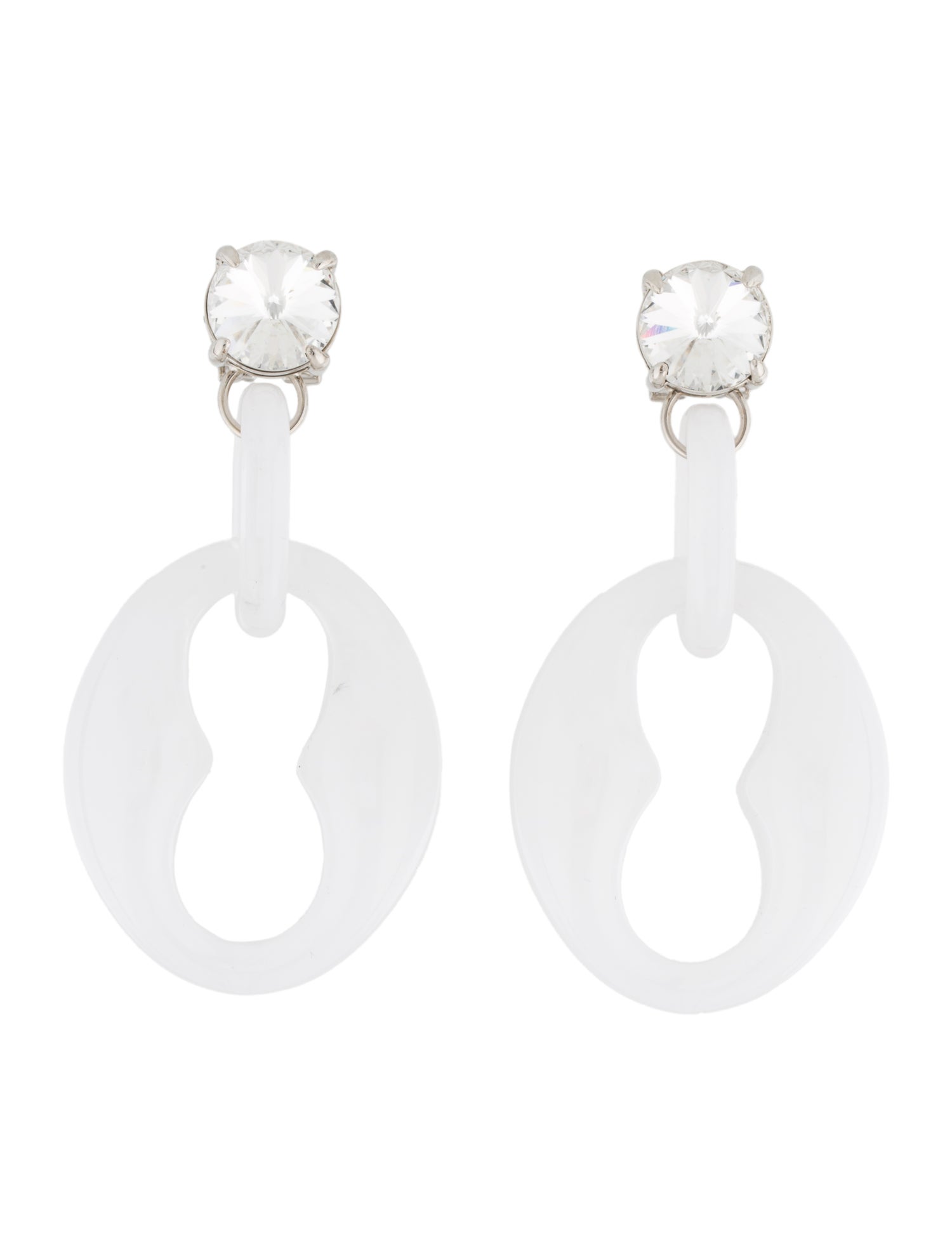 Prada Crystal & Plexiglass Geometric Drop Earrings