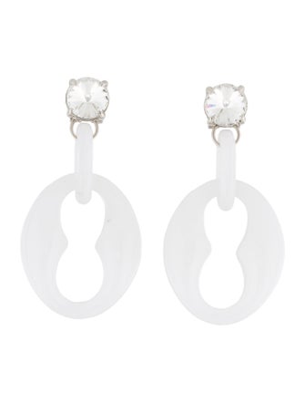 Prada Crystal & Plexiglass Geometric Drop Earrings