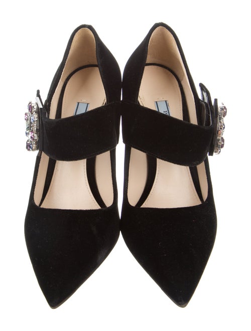 Prada Velvet Crystal Embellishments Pumps