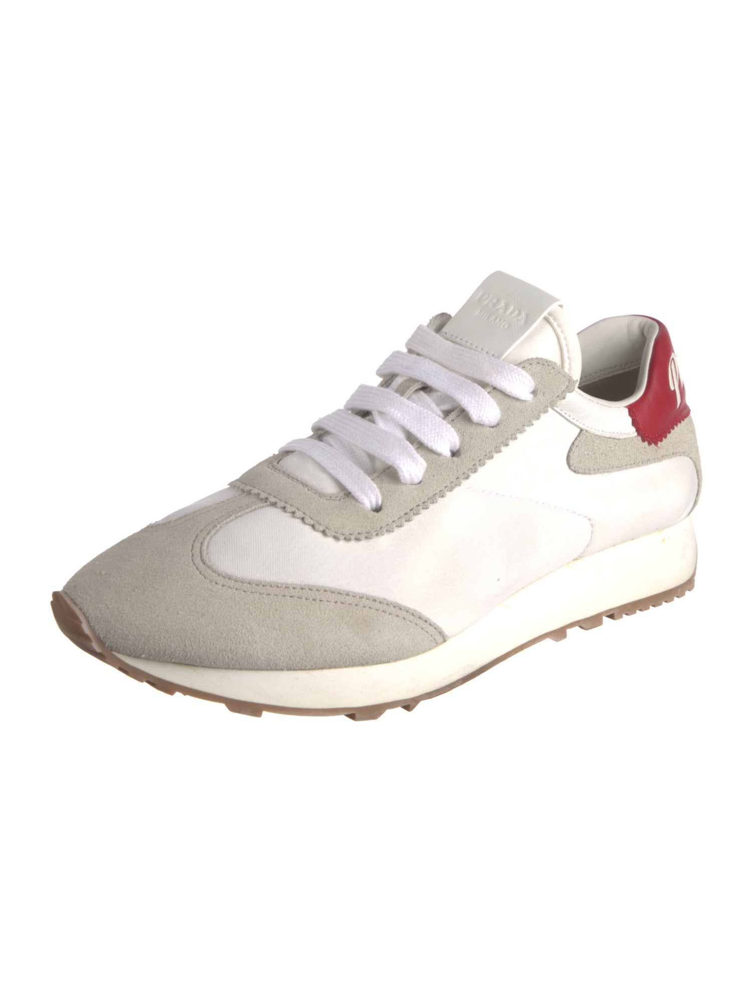 Prada Leather Colorblock Pattern Athletic Sneakers