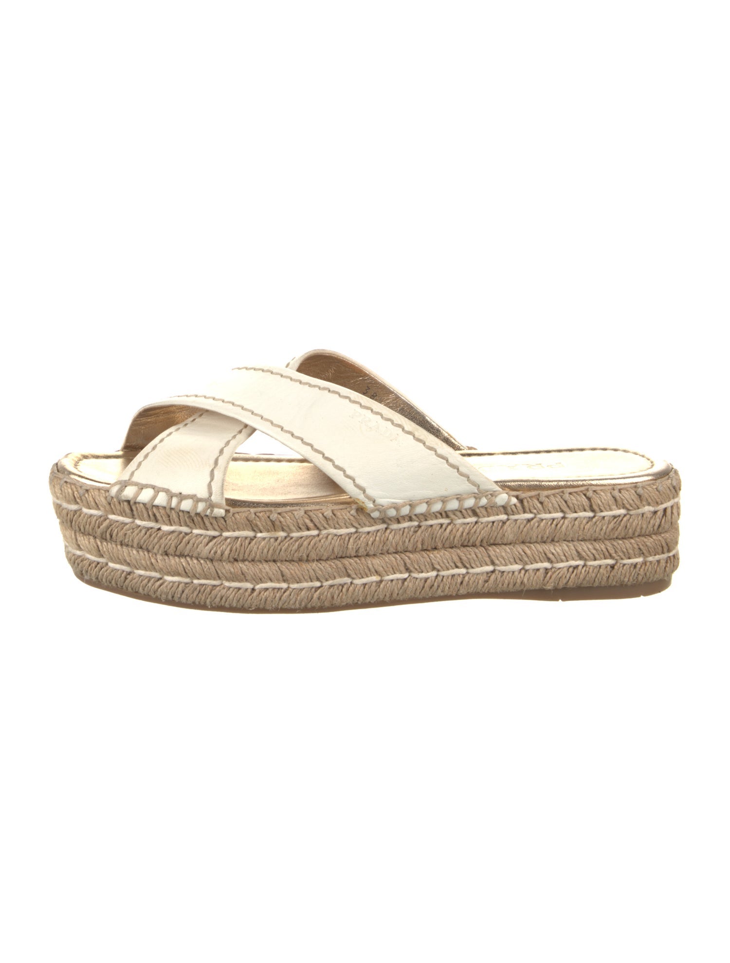 Prada Leather Whipstitch Trim Espadrilles