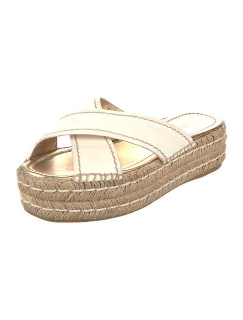 Prada Leather Whipstitch Trim Espadrilles