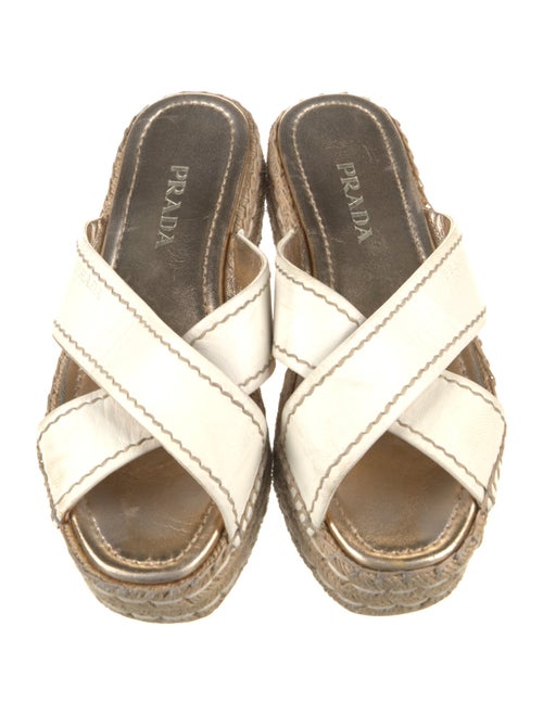 Prada Leather Whipstitch Trim Espadrilles