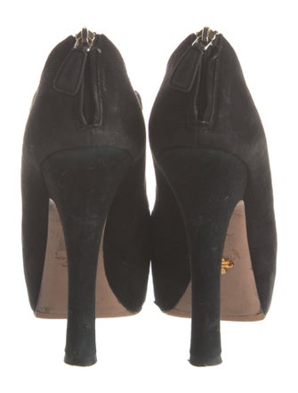 Prada Suede Cutout Accent Pumps
