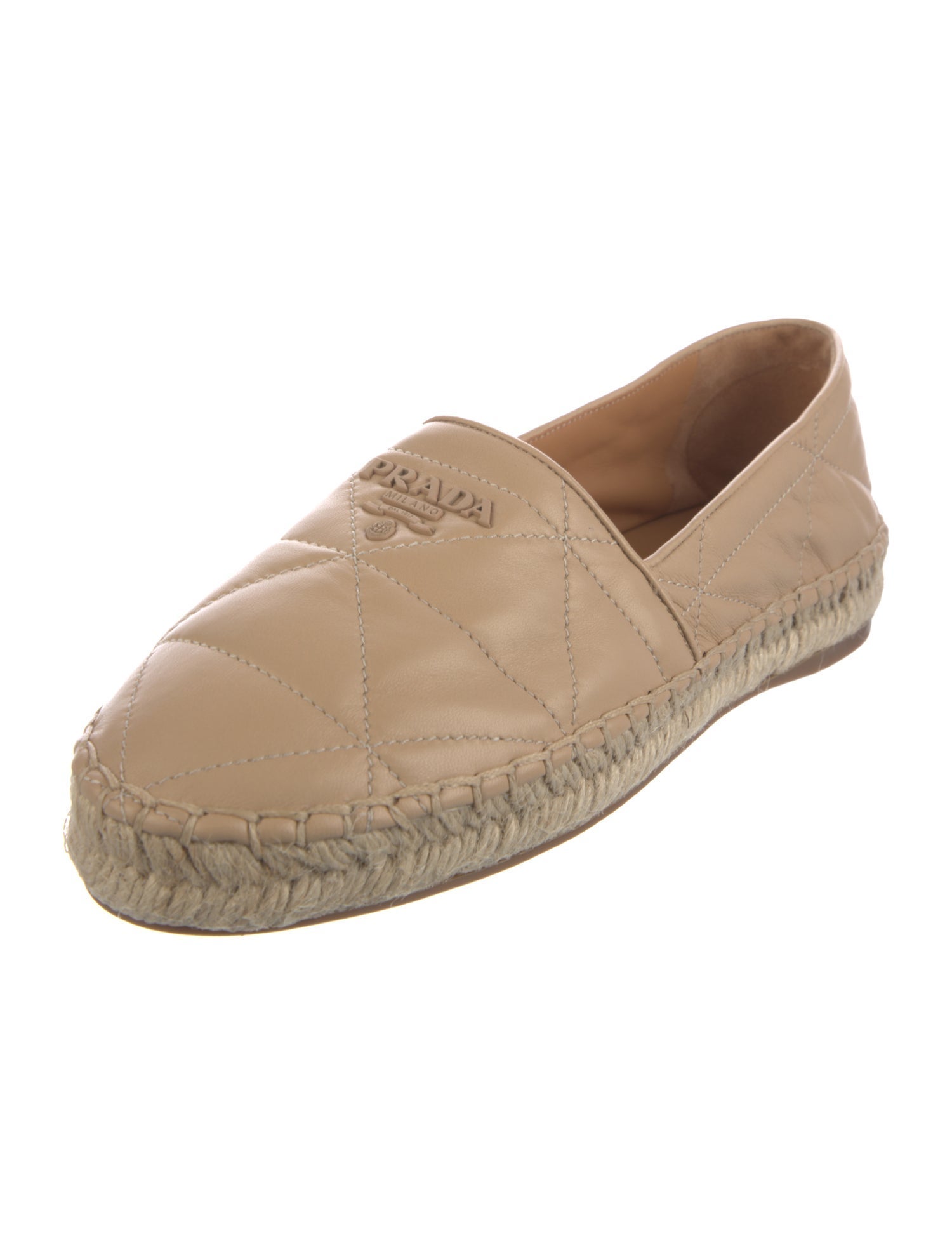 Prada Quilted Pattern Leather Espadrilles