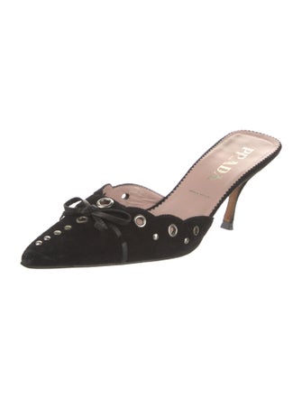 Prada Suede Bow Accents Mules