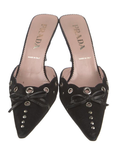 Prada Suede Bow Accents Mules