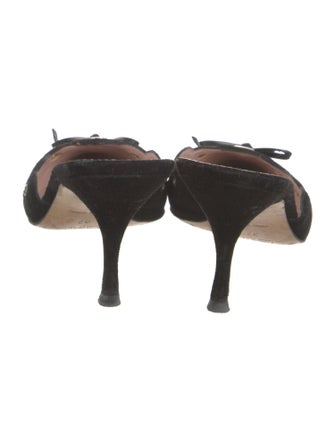 Prada Suede Bow Accents Mules