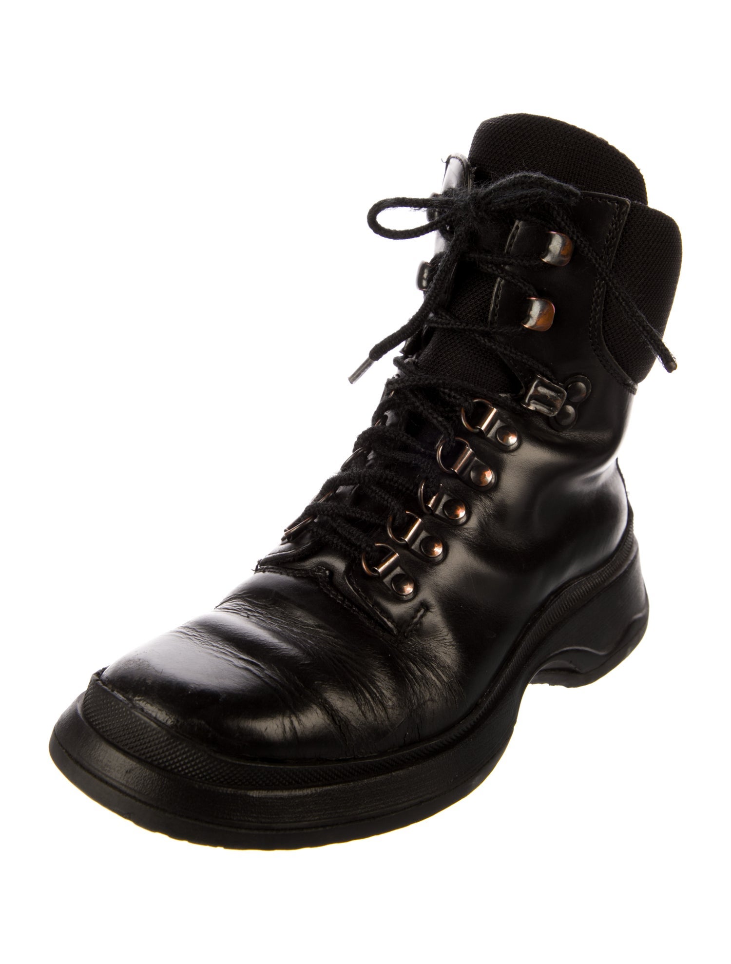 Prada Leather Combat Boots
