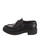 Prada Enameled Metal Triangle Leather Loafers