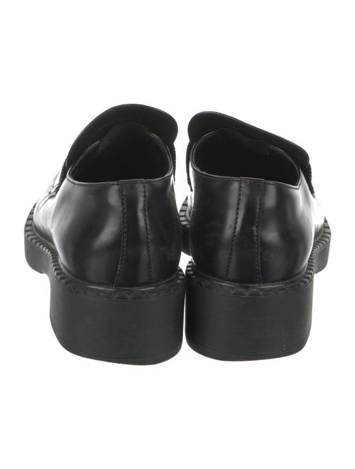 Prada Enameled Metal Triangle Leather Loafers
