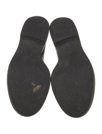 Prada Enameled Metal Triangle Leather Loafers