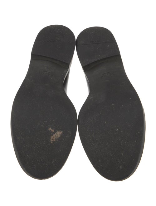 Prada Enameled Metal Triangle Leather Loafers