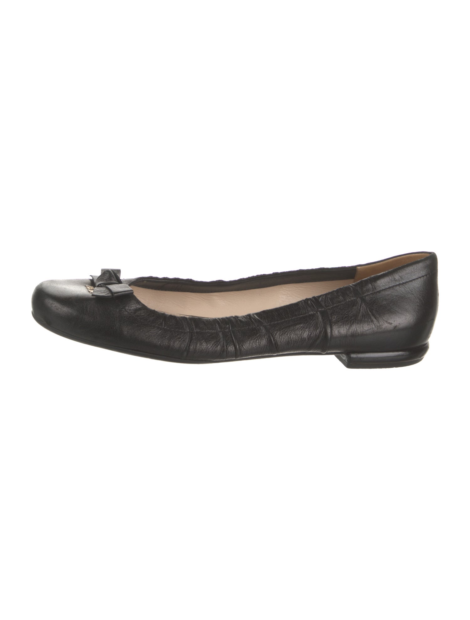 Prada Signature Logo Leather Ballet Flats