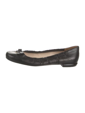 Prada Signature Logo Leather Ballet Flats