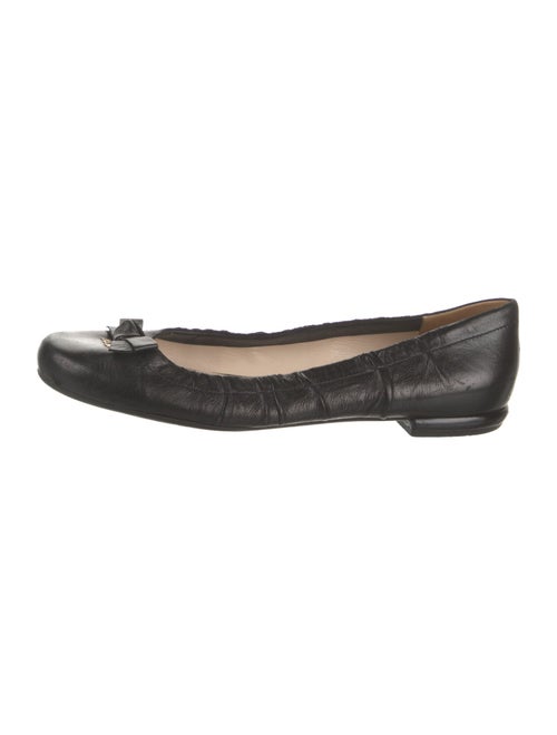 Prada Signature Logo Leather Ballet Flats